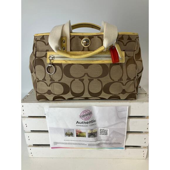 COACH F14878 LARGE SIGNATURE PRINT CANVAS SHOULDER BAG (ASIS) - Picture 1 of 16